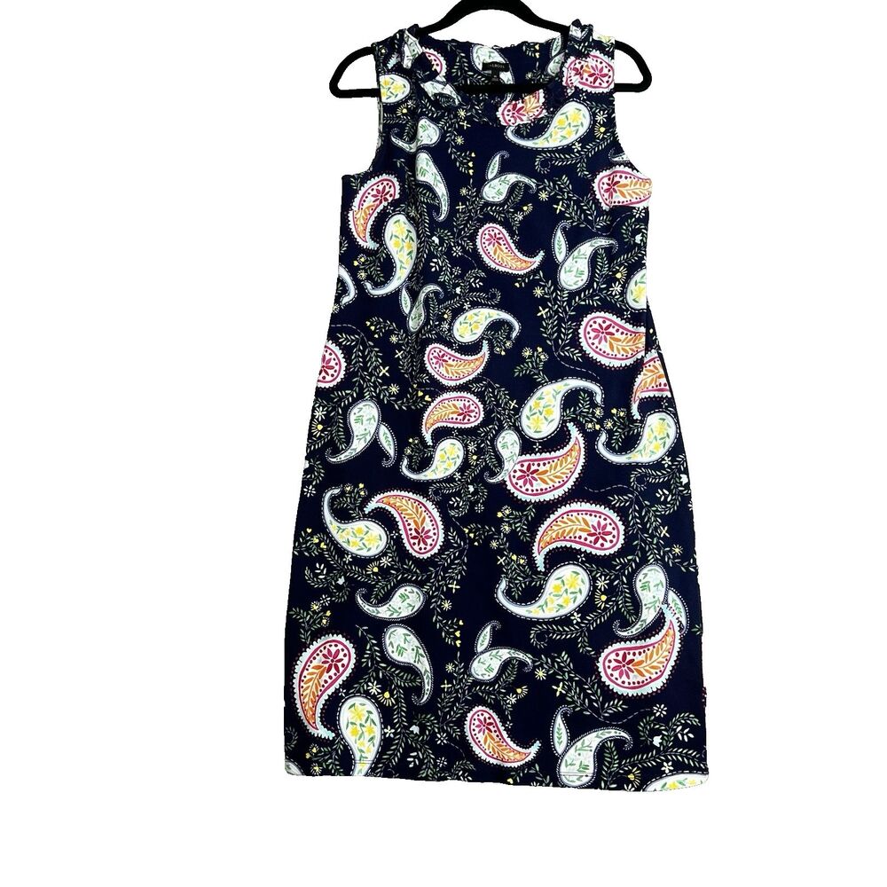 Talbots Womens Dress Size M Paisley Print Jersey Shift Sleeveless Maximalist